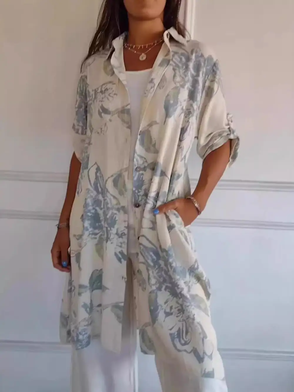 Floral Printed Button Front Shirt Dress