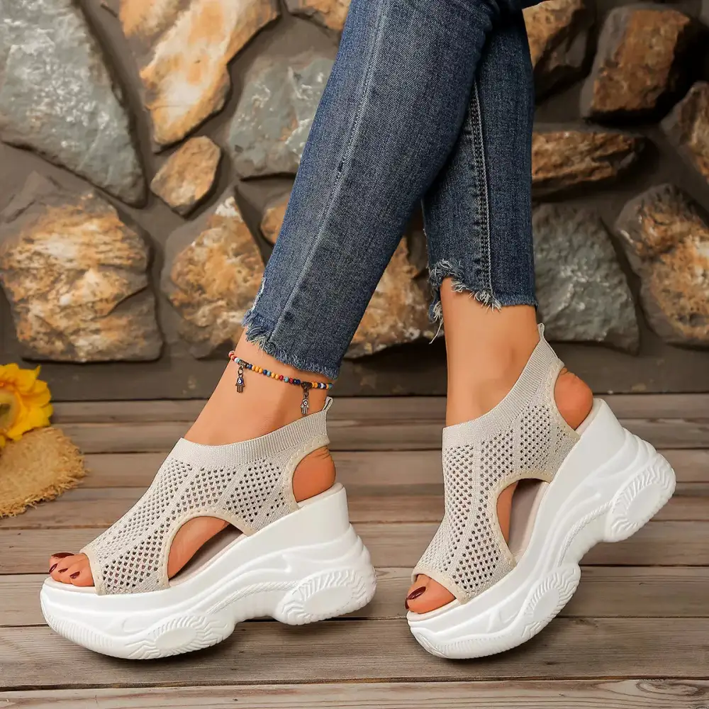 Relaxed Open Toe Wedge Sandals