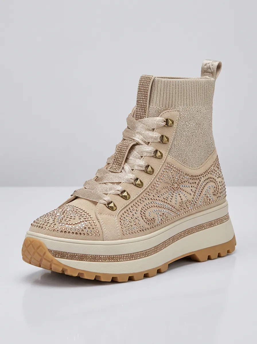 Everyday High-Top Women's Rhinestone Platform Shoes