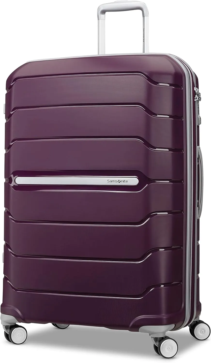 Samsonite Freeform Hardside Carry-On Luggage with Spinner Wheels - Hardshell Suitcase - TSA, Airline-Approved - Expandable Hard Shell, Smooth Rolling Wheels for Lightweight Travel - White/Grey