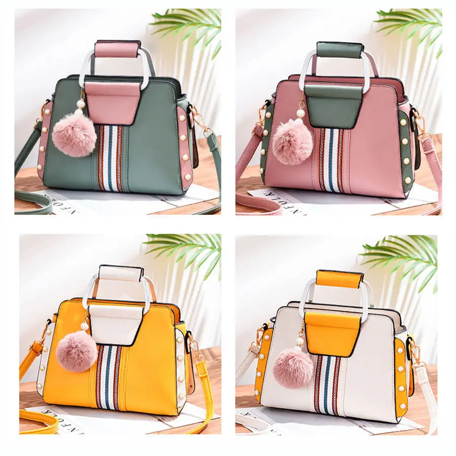 Chic PU Leather Shoulder Bag Beaded Flap Stylish