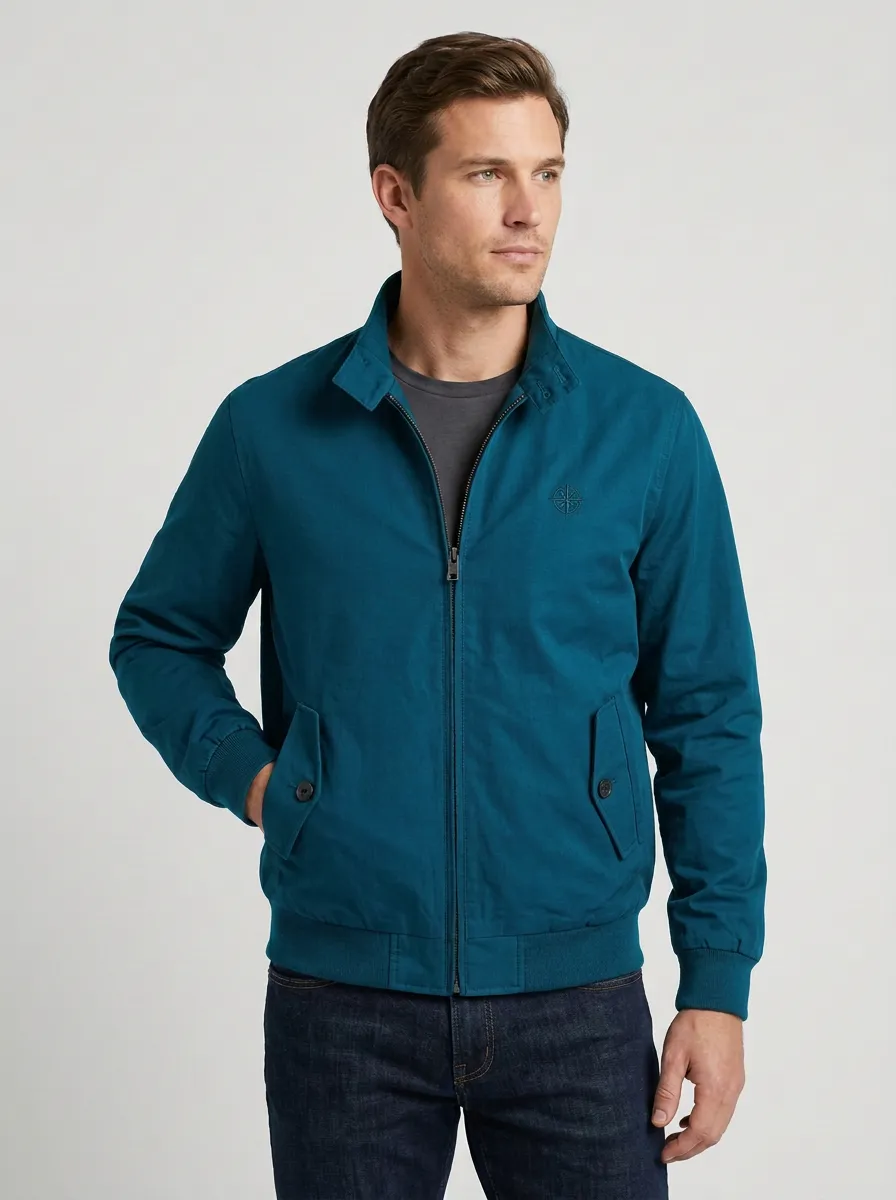 Men's Casual Outdoor Compass Embroidered Zip-Up Jacket