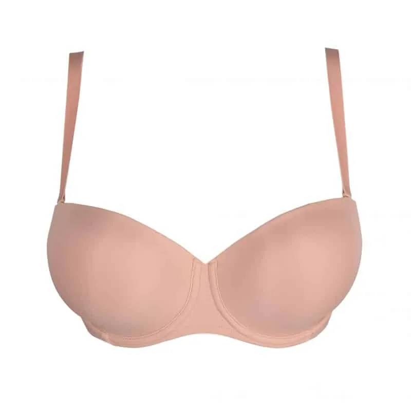 Women's Strapless Molded Padded Seamless Adjustable Straps Mesh Microfiber Rounded Shape Bra