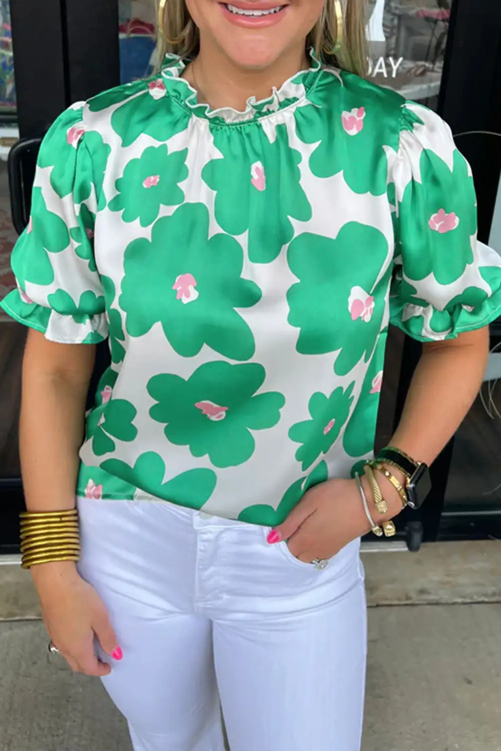 Polished Floral Frill Detail Blouse
