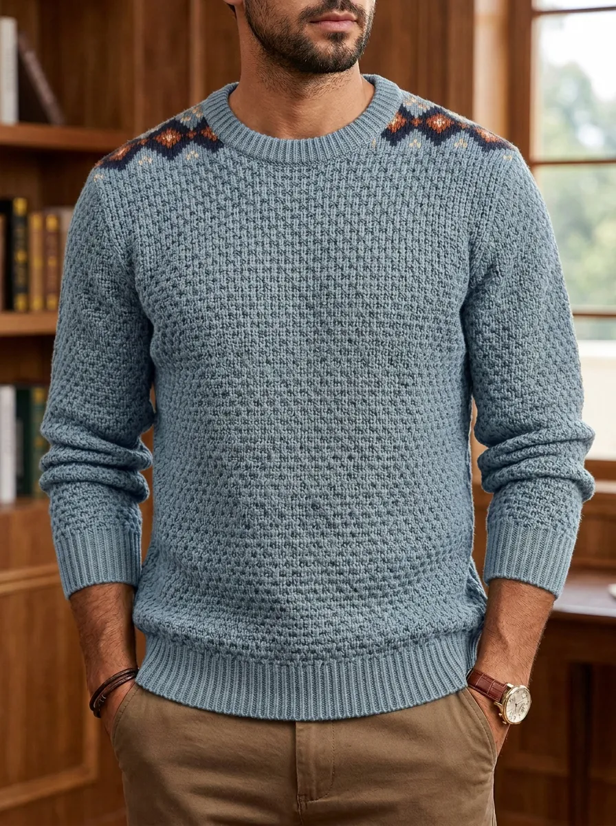 Men's Geometric Shoulder Sweater