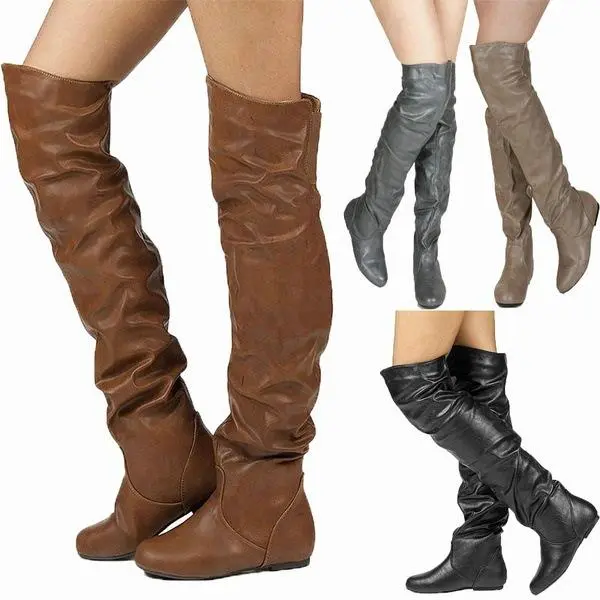 Flat Over-the-Knee Thigh-High Slouch Boots