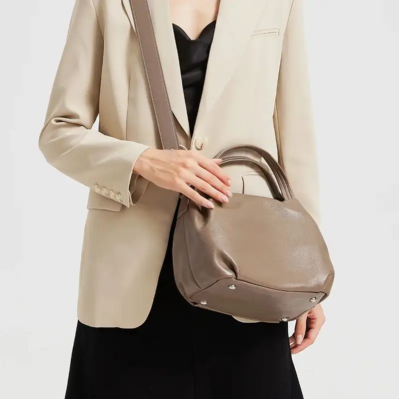 Minimalist Taupe Slouchy Satchel Bag