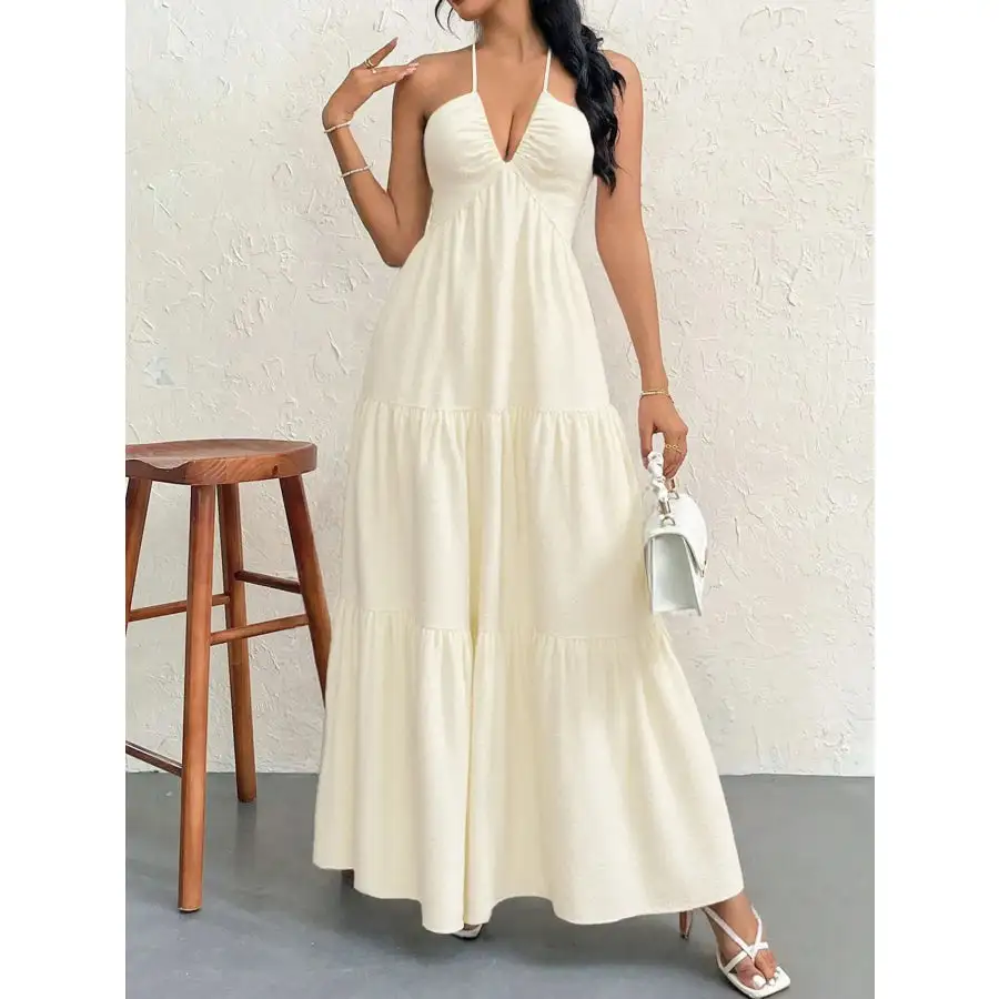 Halter Neck Tiered Maxi Dress