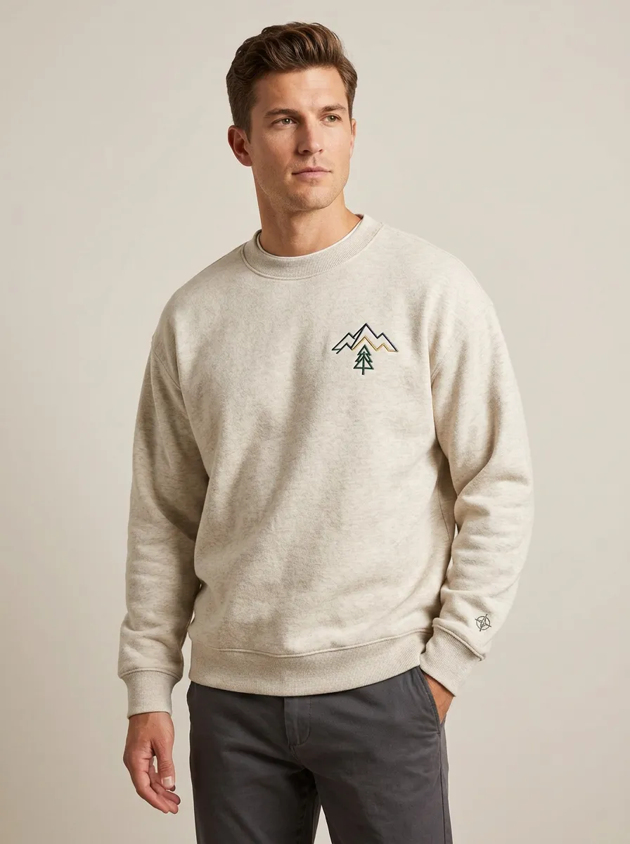 Men's Outdoor Mountain Pine Tree Fleece Sweatshirt