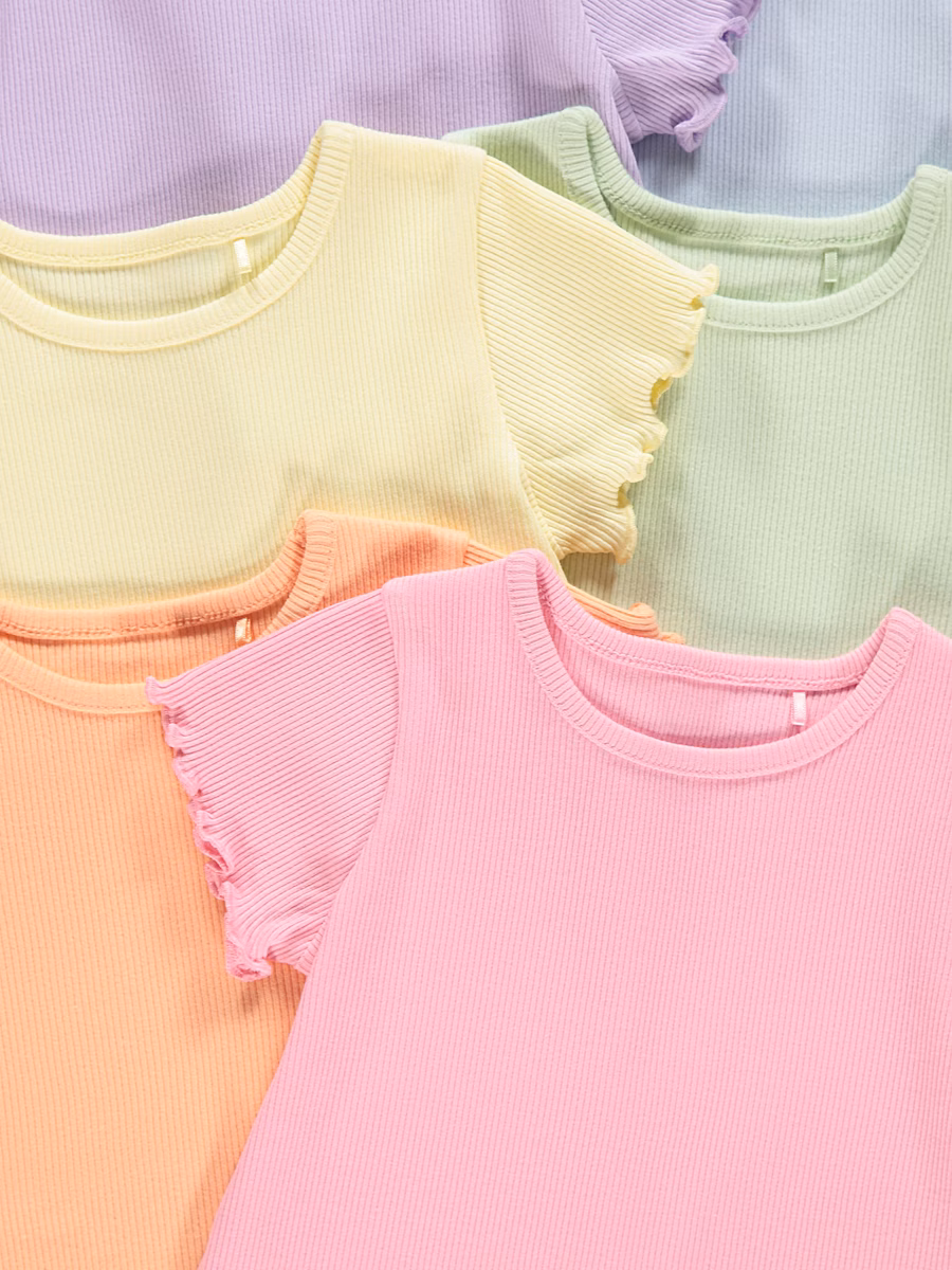 Pastel Short Sleeve Lettuce Hem Tops 10 Pack detail 1
