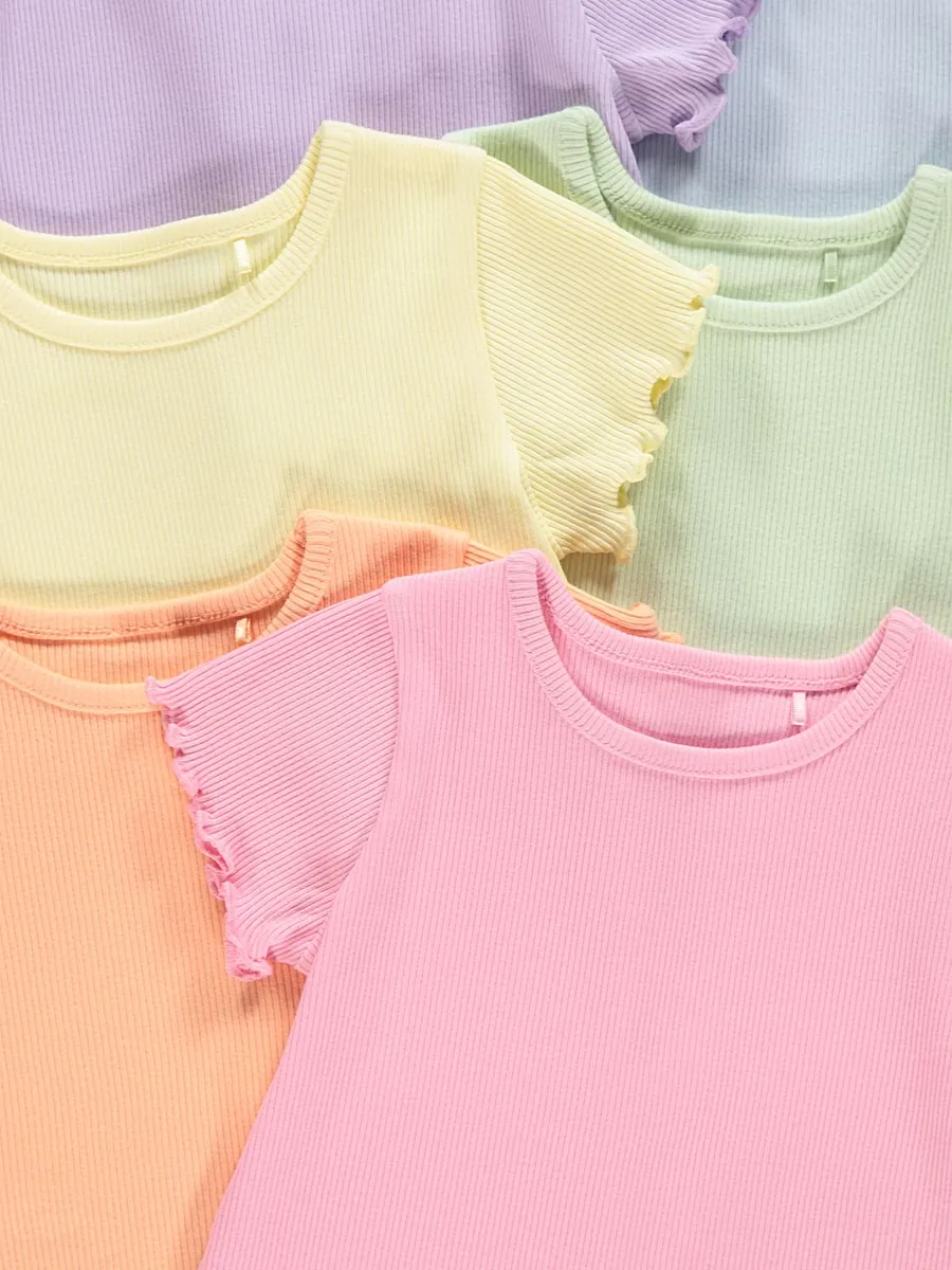 Pastel Short Sleeve Lettuce Hem Tops 10 Pack