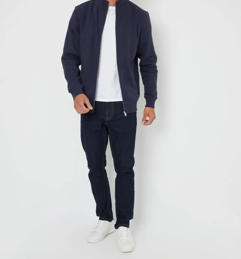Men's Navy Full-Zip Funnel-Neck Sweatshirt