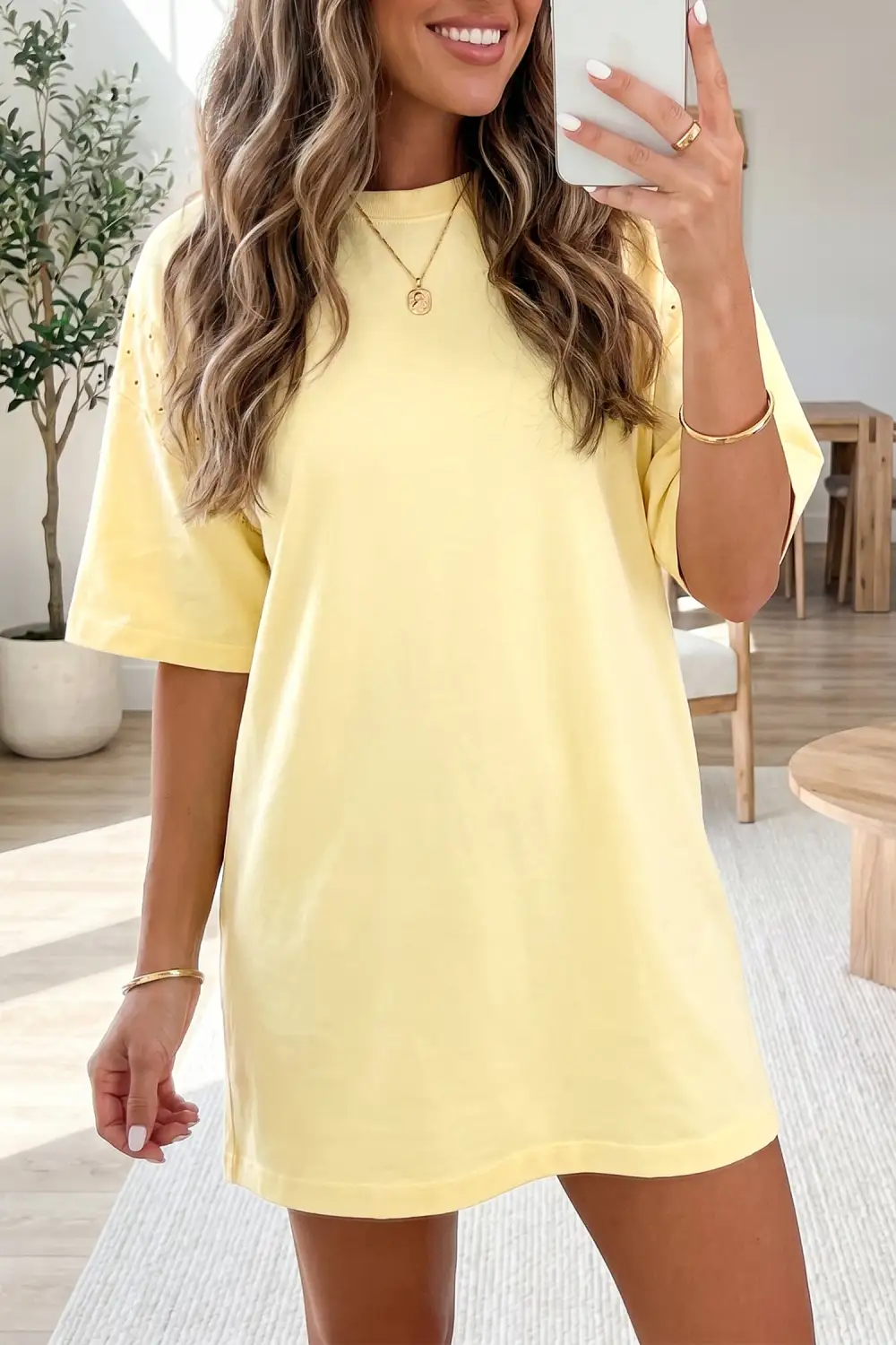 Women's Embroidery Loose Fit Lace Detail Patchwork Mini Dress
