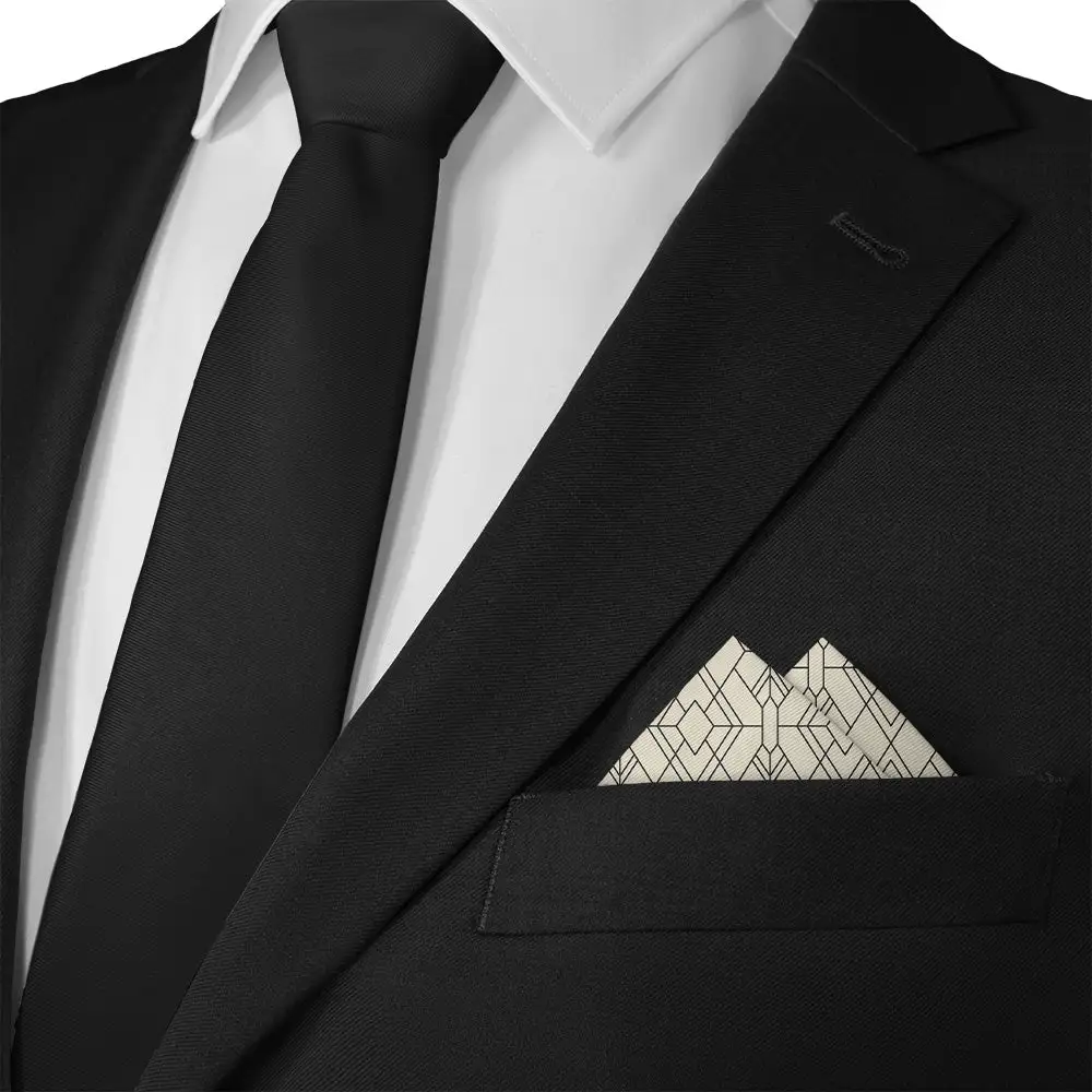 Elegant Formal Art Deco Geometric Pocket Square