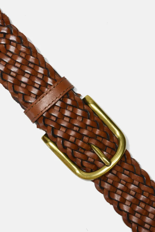 Woven Leather Buckle Belt