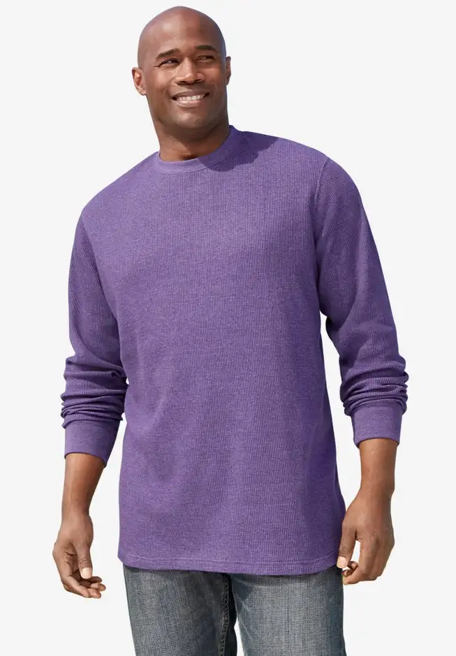 Waffle-knit Thermal Crewneck Tee