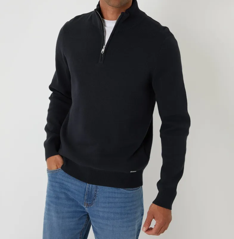 Black Knit Quarter-Zip Sweater