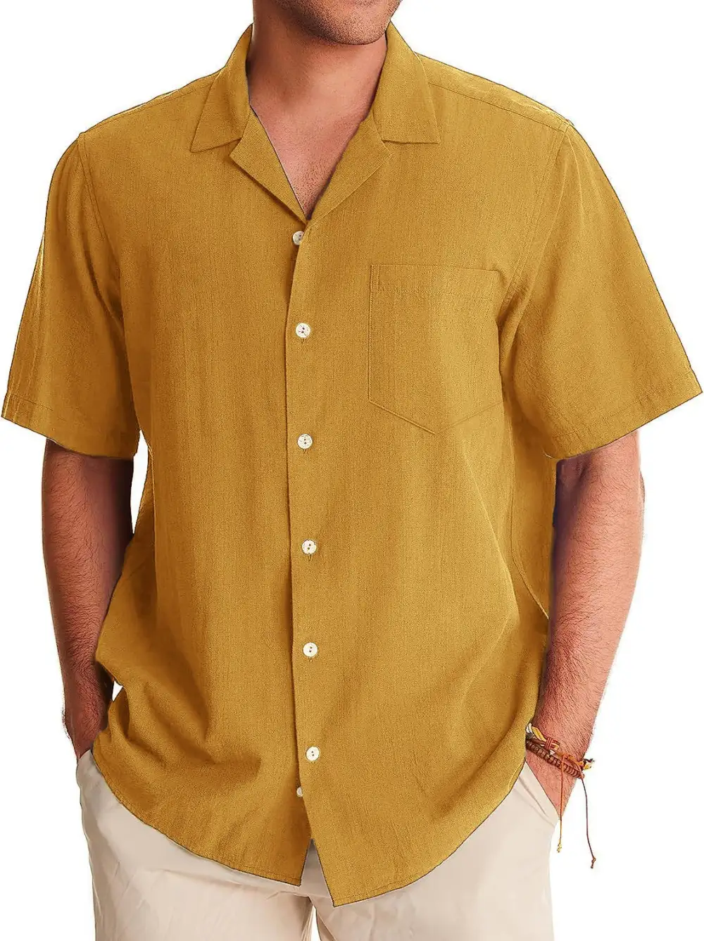 Short Sleeve Open Collar Pocket Shirt
