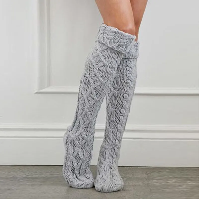 Soft Warm Over Knee Extra Jacquard Knitted Socks