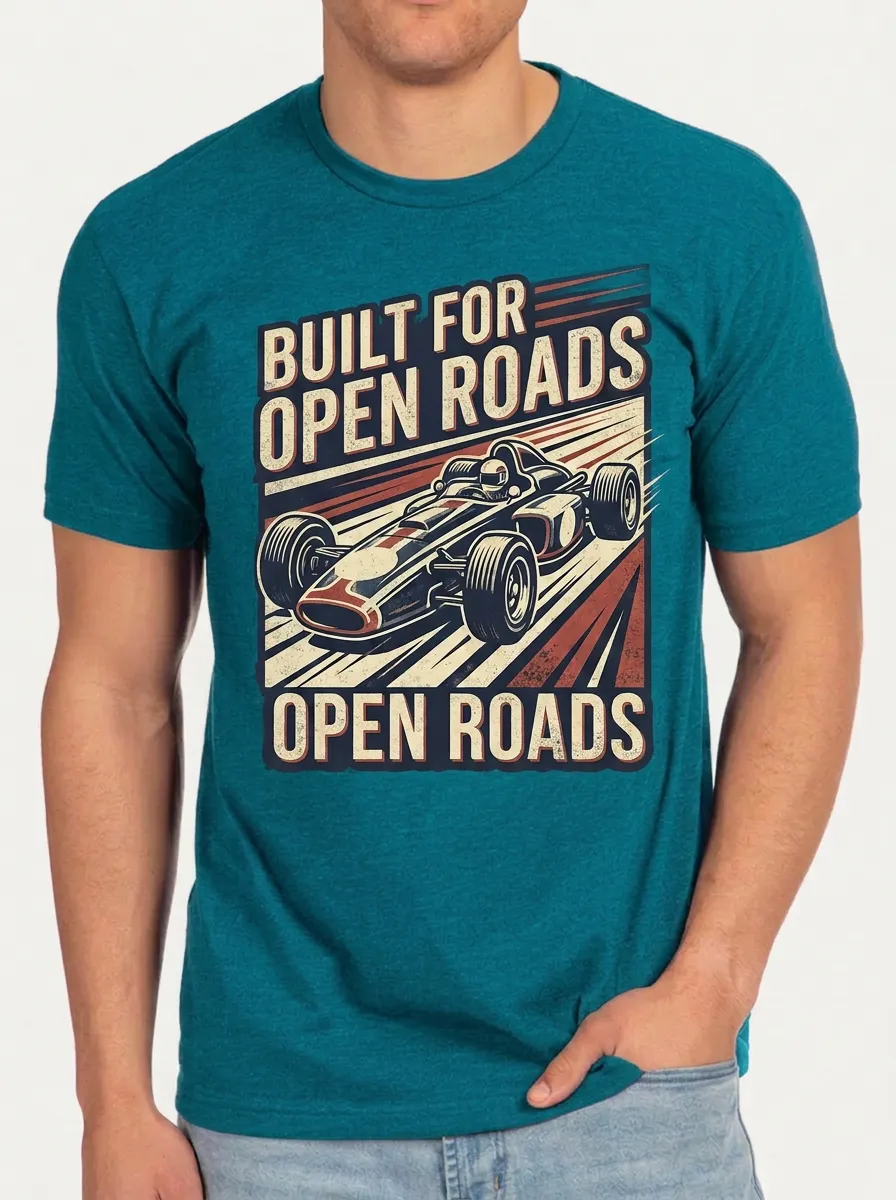 Men's Crewneck Wildland Trek Racing Enthusiast Vintage F1 Car Graphic T-Shirt