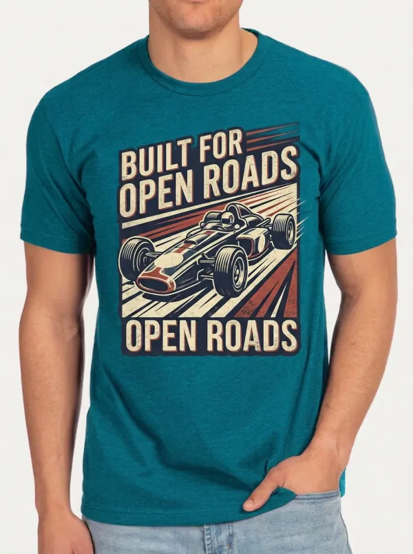 Men's Crewneck Wildland Trek Racing Enthusiast Vintage F1 Car Graphic T-Shirt
