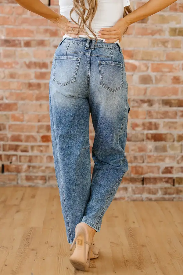 Women's Vintage Washed Seam Detail Shift Jeans