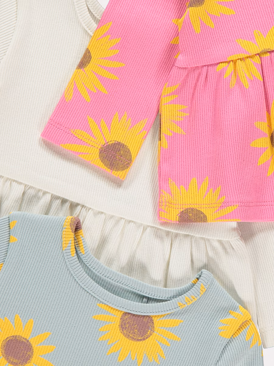Bright Sunflower Peplum Long Sleeve Tops 3 Pack detail 1