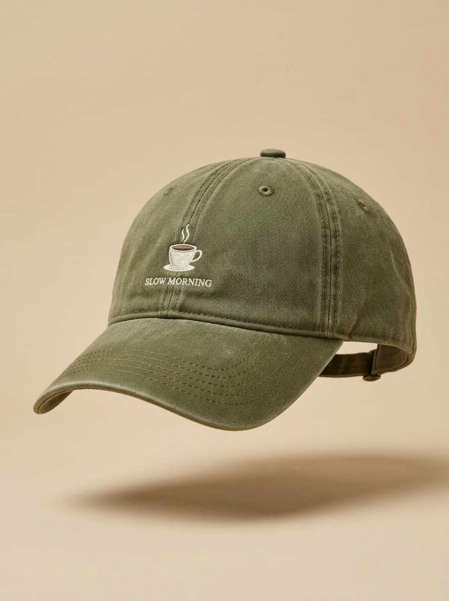 Natural Coffee-Lover Slow-Morning Embroidered Unisex Baseball Cap