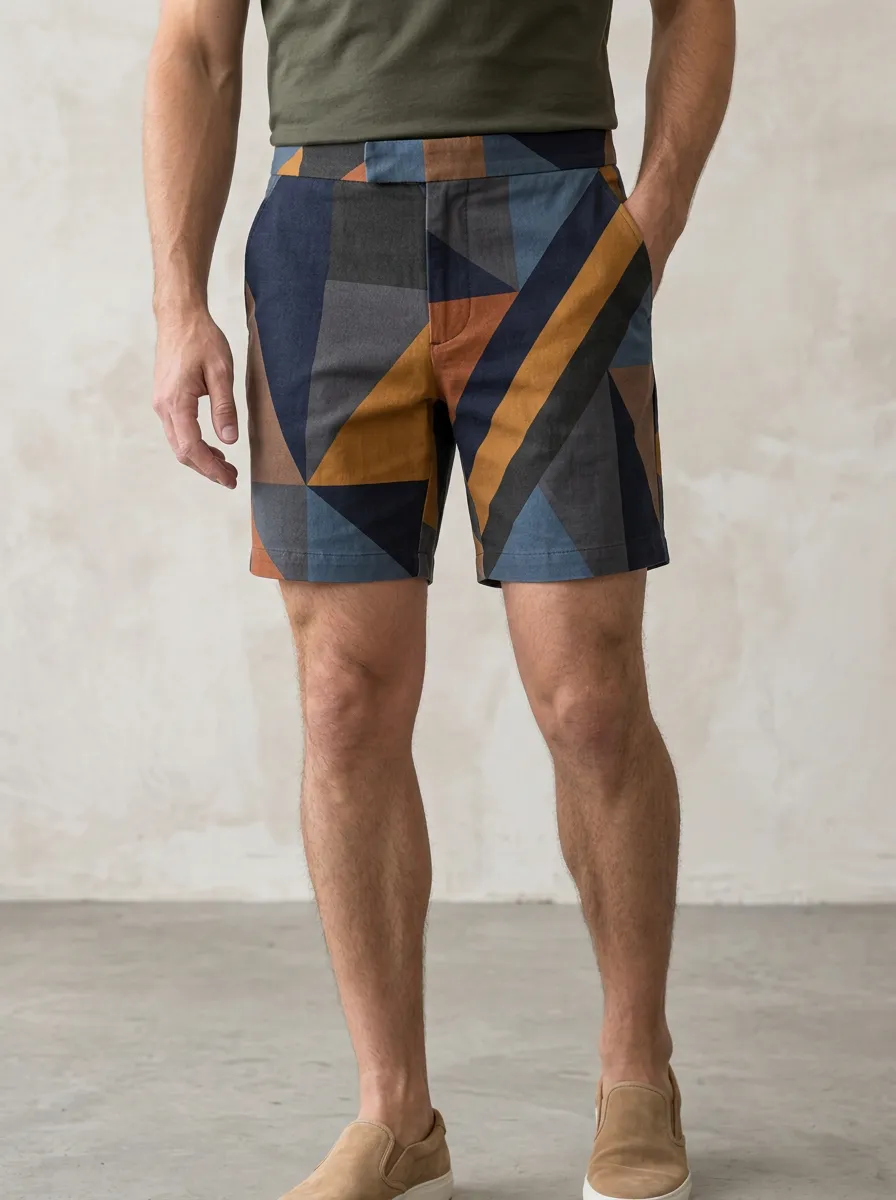 Men's Relaxed Geometric Tailored Shorts