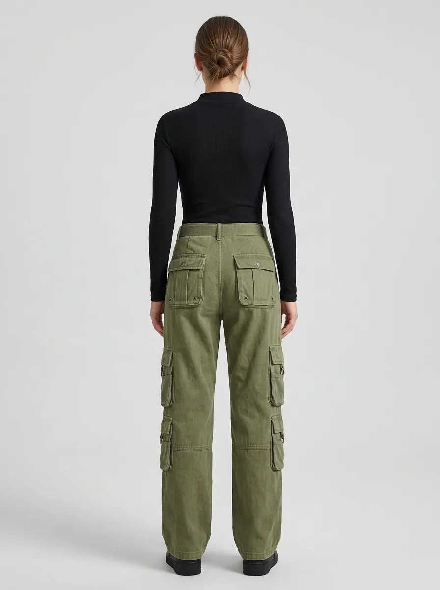 Minimal Utility Style Multi Pocket Training Look Women's Multi Pocket Cargo Pants