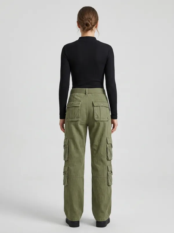 Minimal Utility Style Multi Pocket Training Look Women's Multi Pocket Cargo Pants