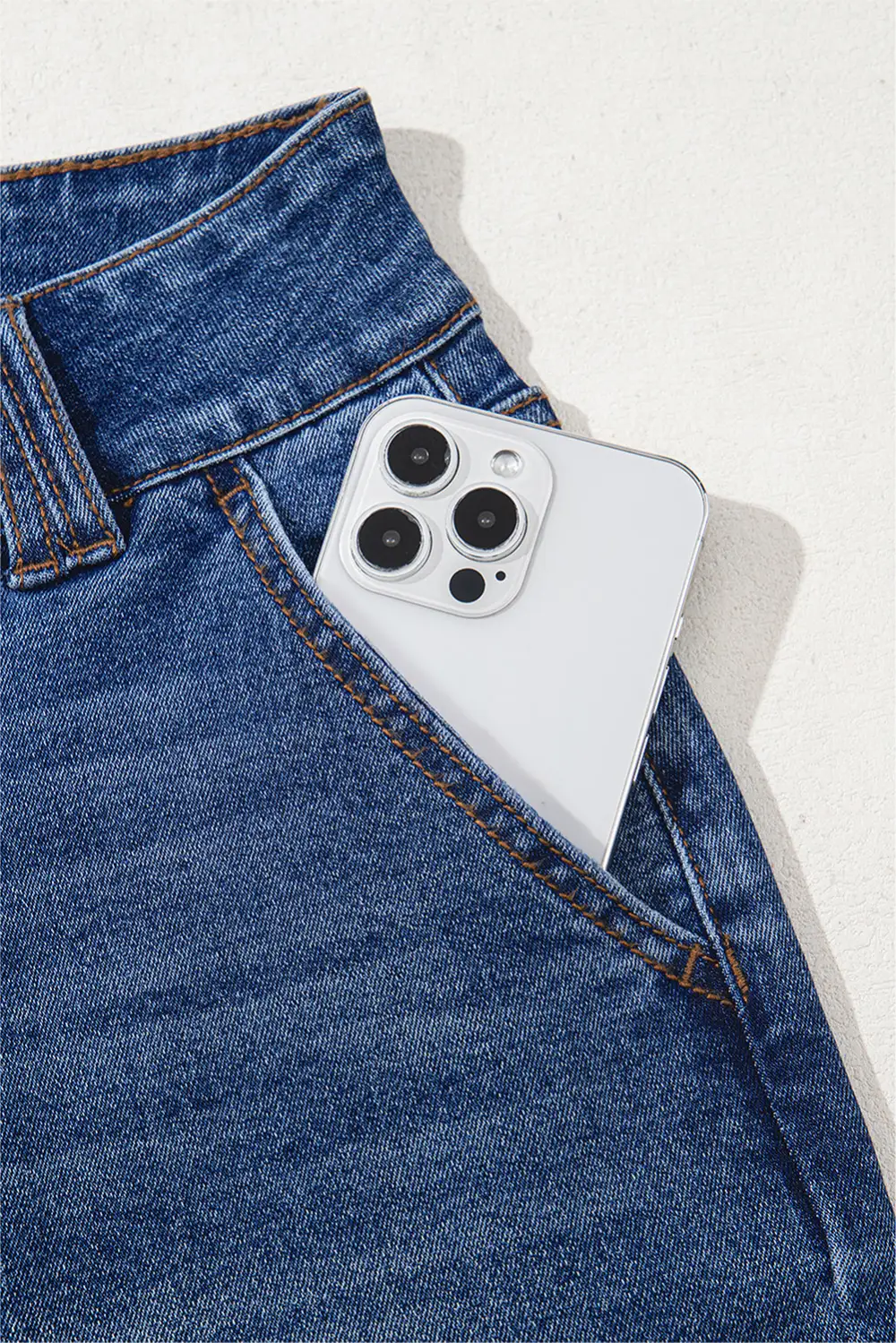 Pocketed Straight Leg Button Denim Jeans