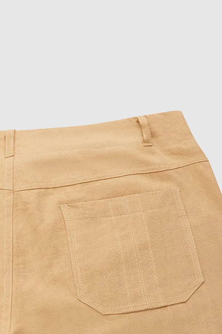 Solid Slant Pocket Low Waist Flare Pants Without Belt