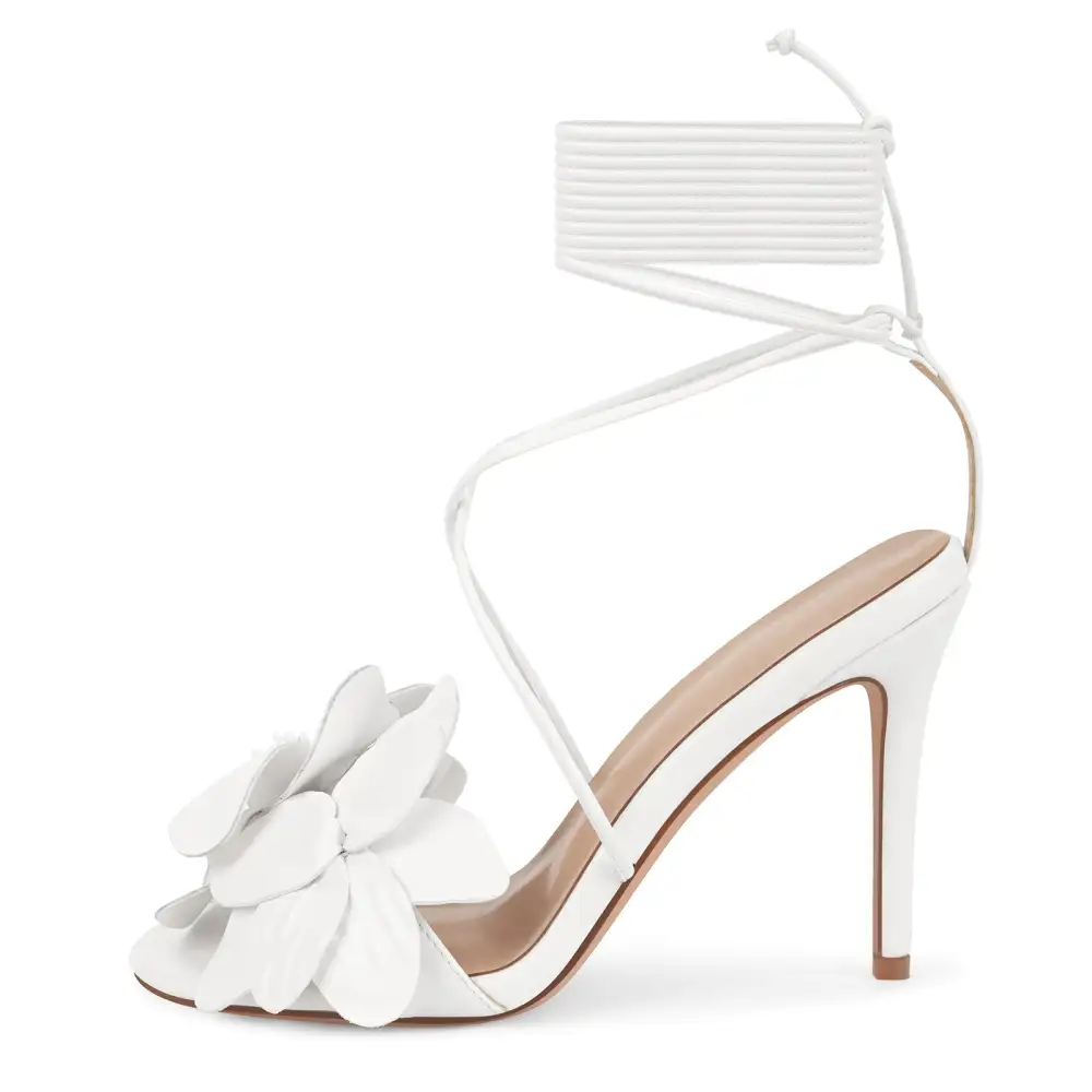 Round Toe Flower Cross Lace Up Sandals