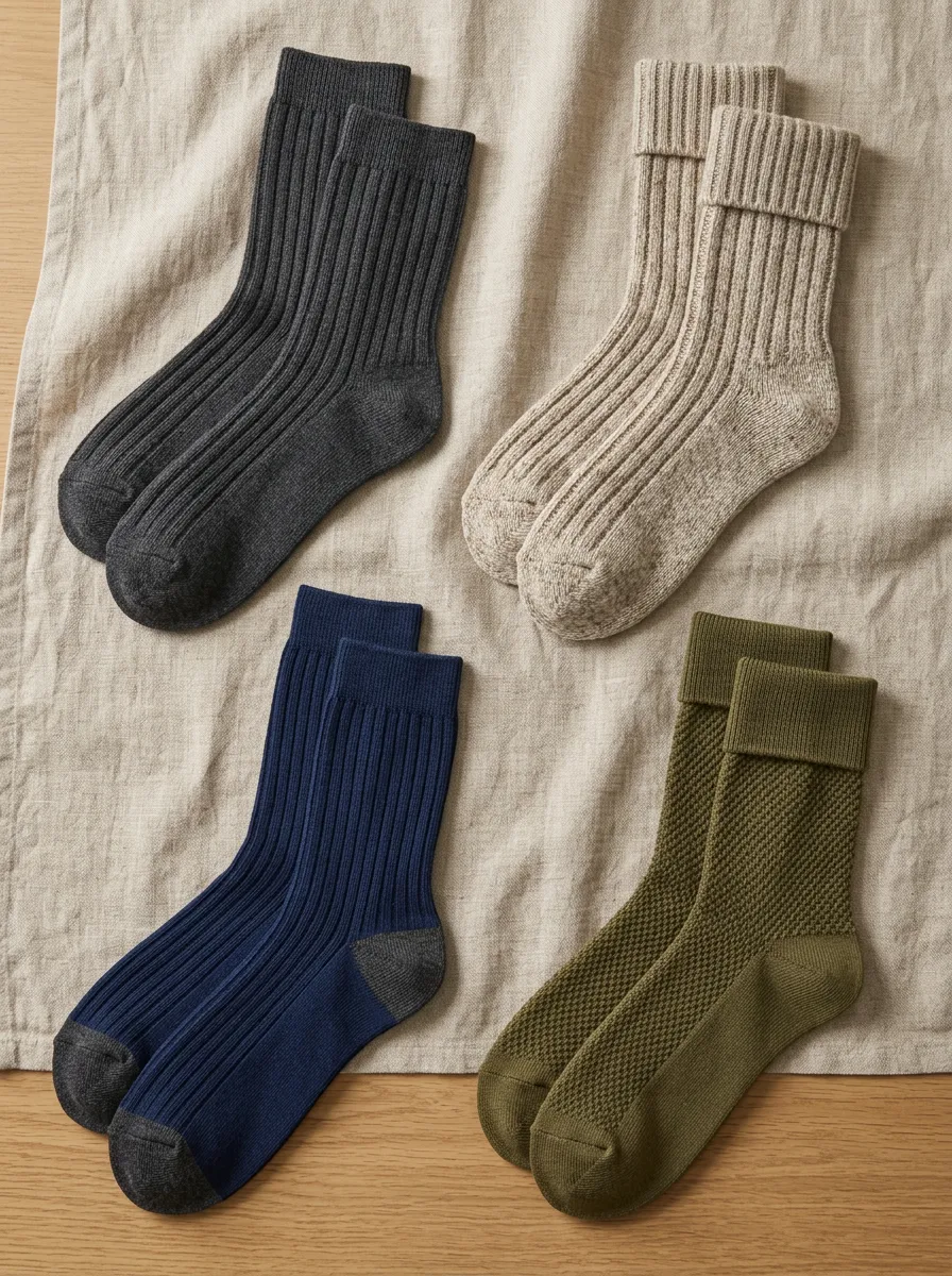 Men's Essential Ribbed Knit Cotton Crew Socks Set