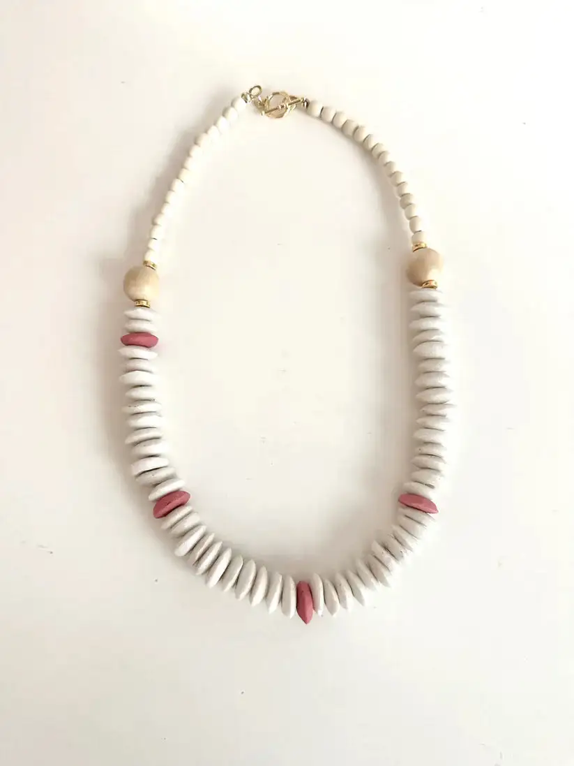 Textured Stone Bead Necklace
