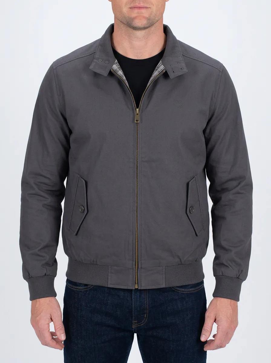 Men's Casual Minimalist Grey Plaid Lined Harrington Jacket