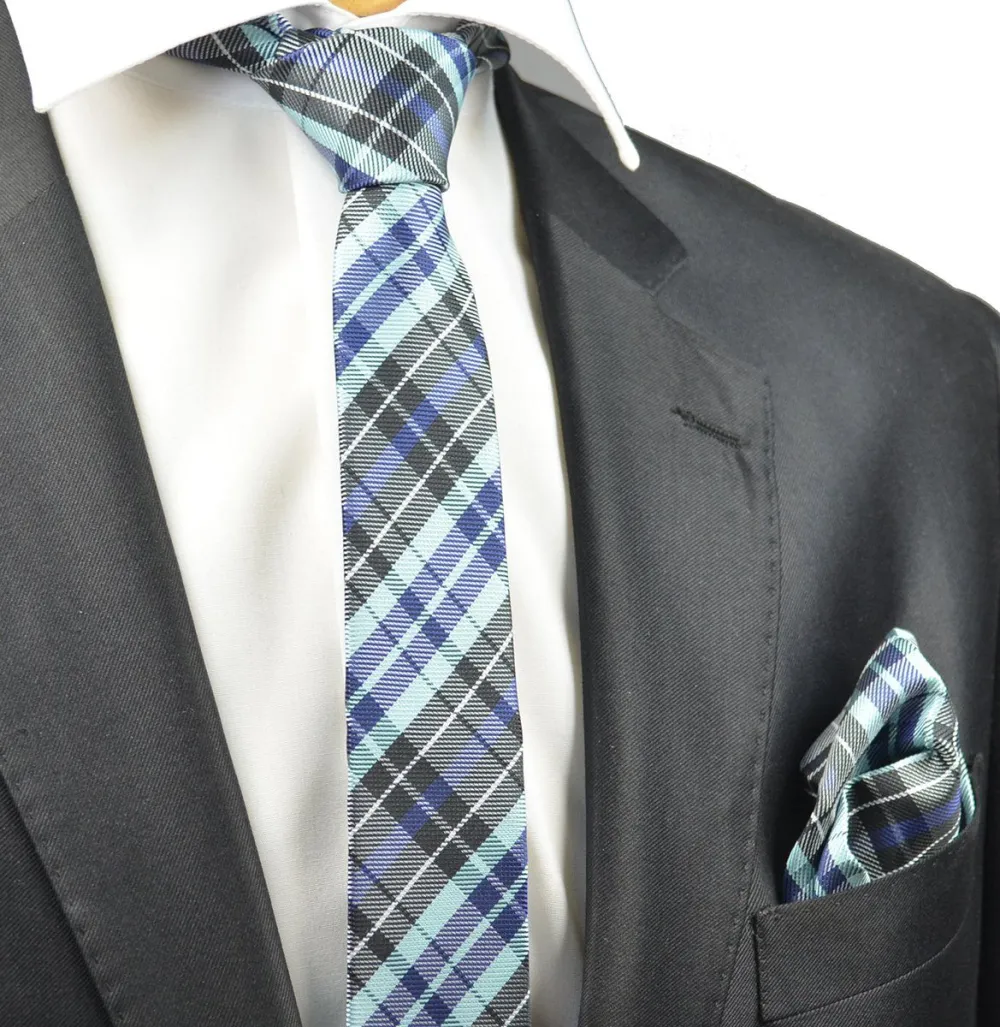 Classic Plaid Men's Necktie With Pocket Square