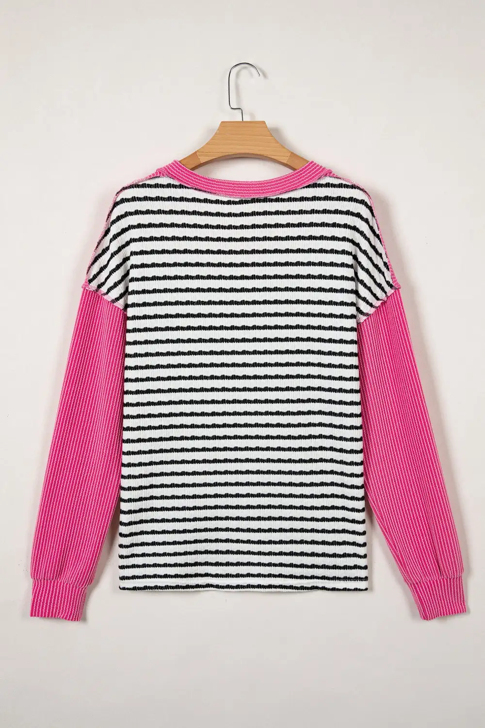 Women's Striped Ribbed Textured Knit Top