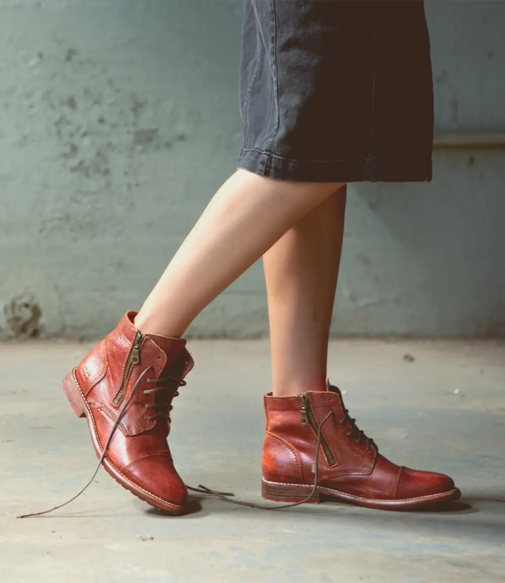 Cap-Toe Contrast-Stitched Combat Boots