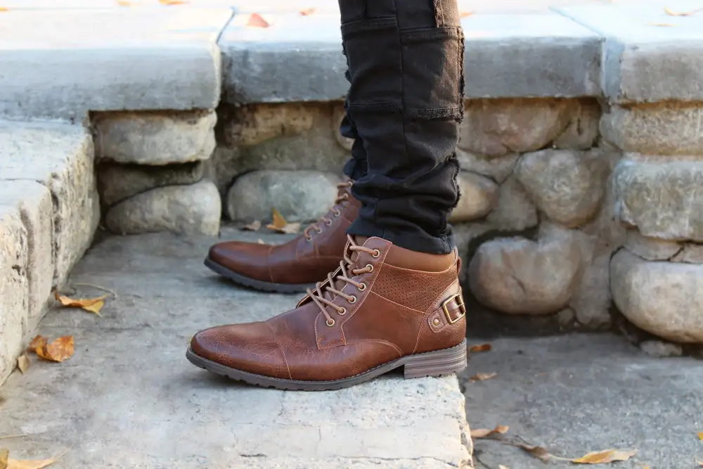Faux-Suede Suede Faux-Leather Combat Boots