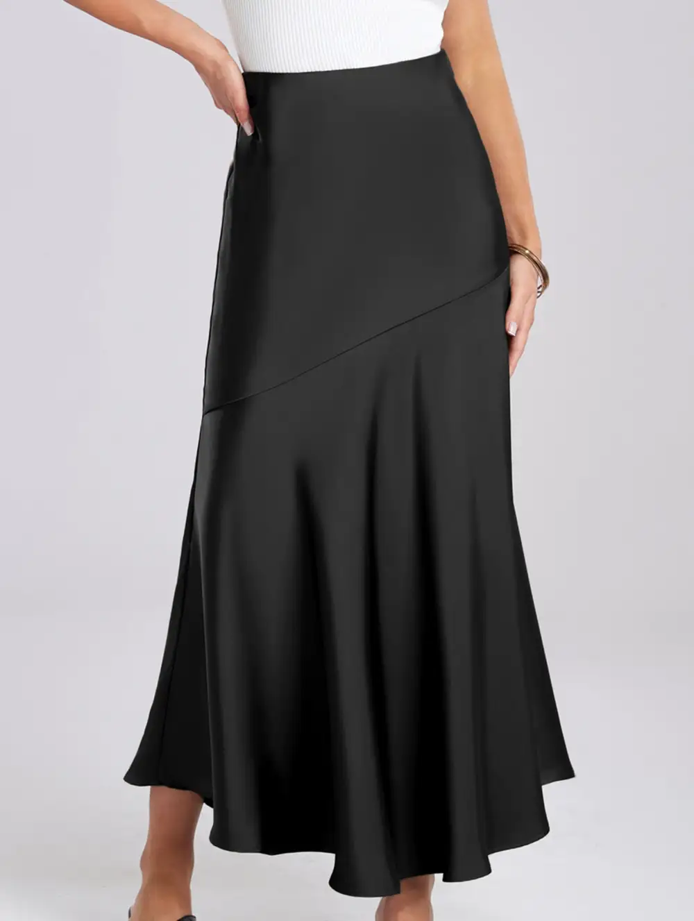Elastic Waist High Waist Midi Skirt