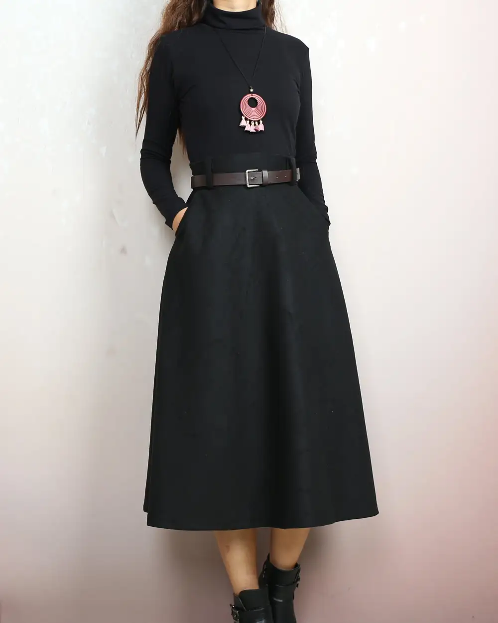 Everyday Belted Wool Maxi Skirt
