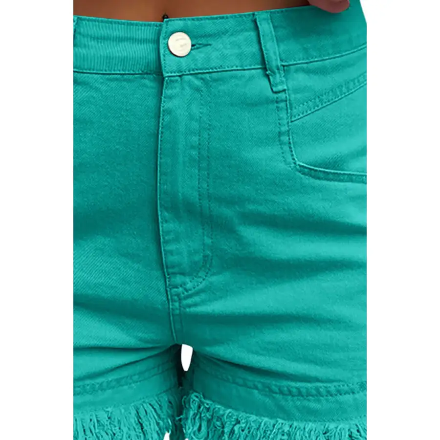 Refined Raw Hem High Waist Denim Shorts