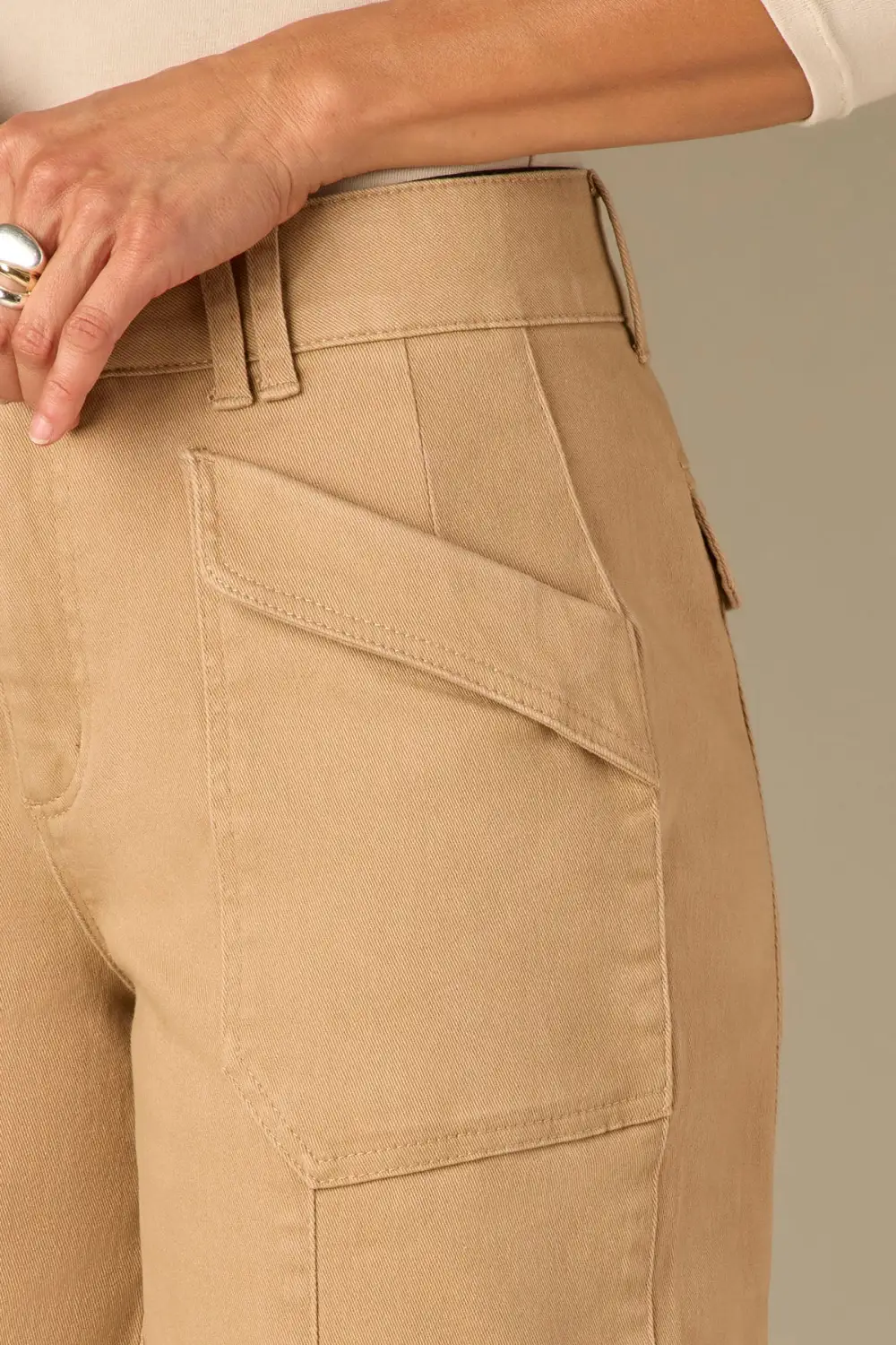 Tapered Utility Pants Buttoned Hem