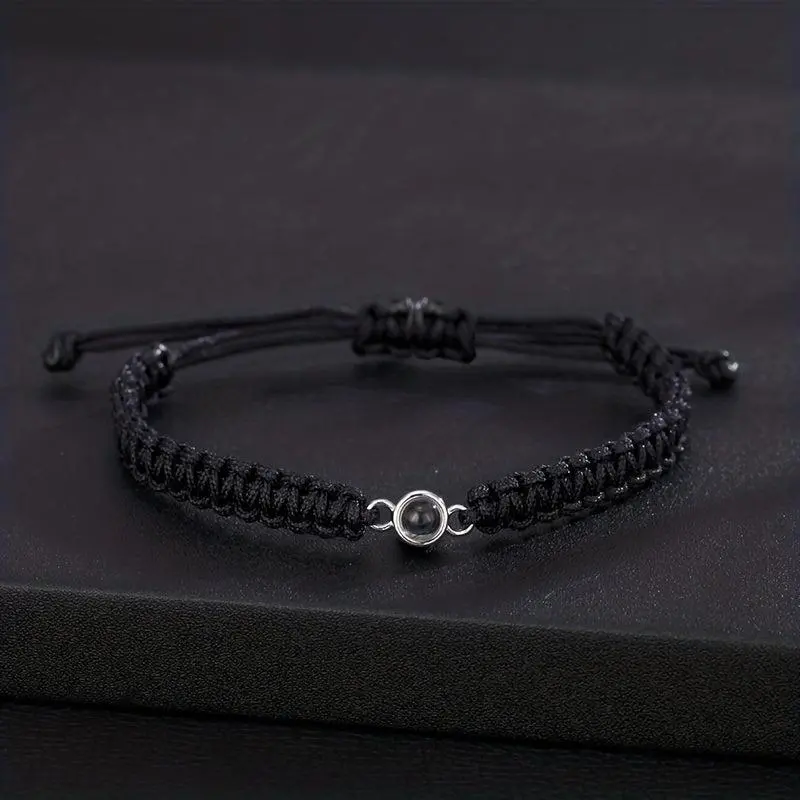 Custom Photo Braided Bracelet Copper Beads Romantic Gift