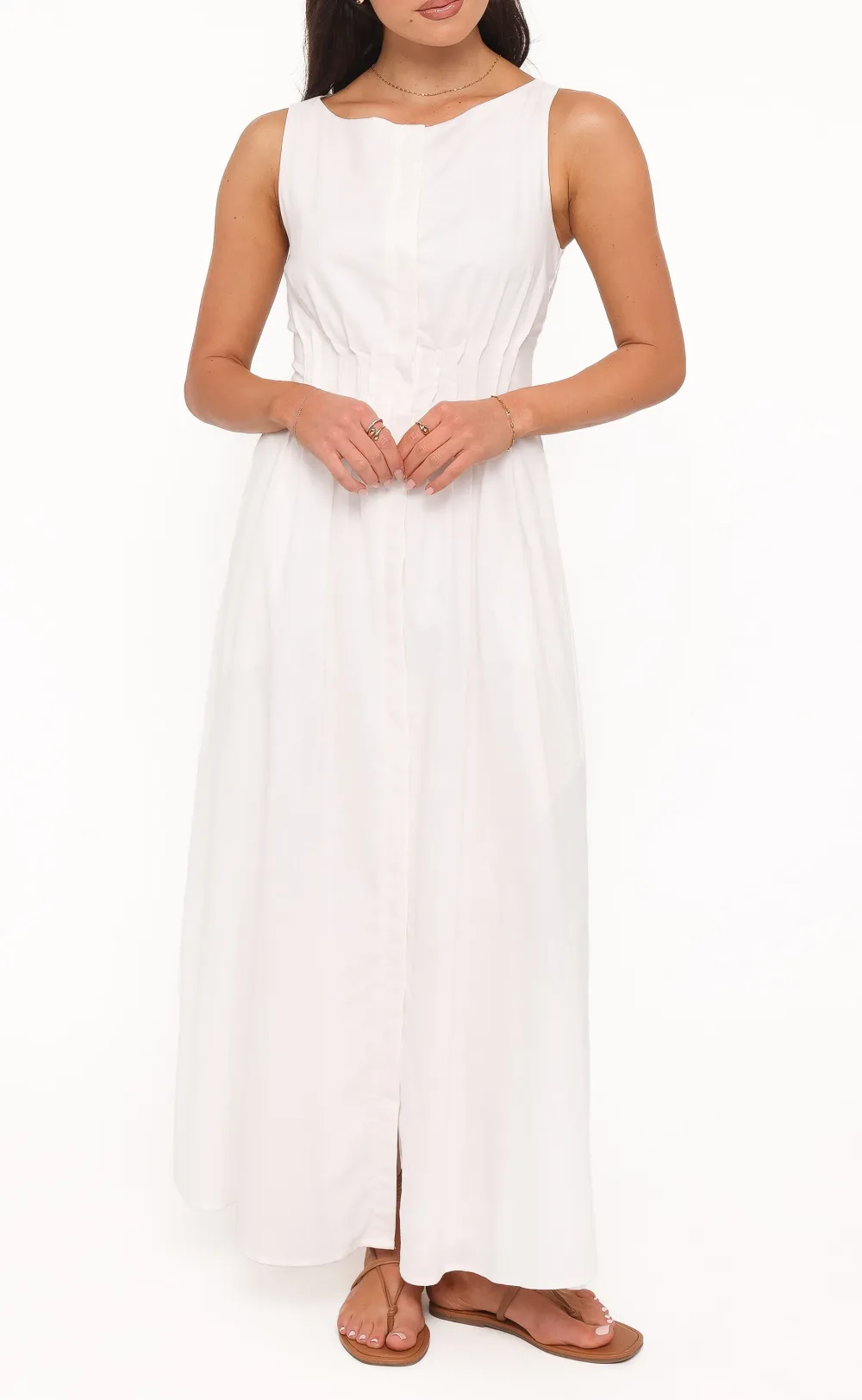 A-Line Round Neck Midi Dress