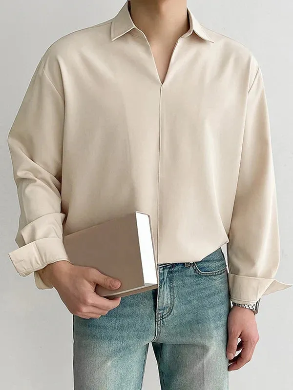 Loose Solid Color Long Sleeve Shirt