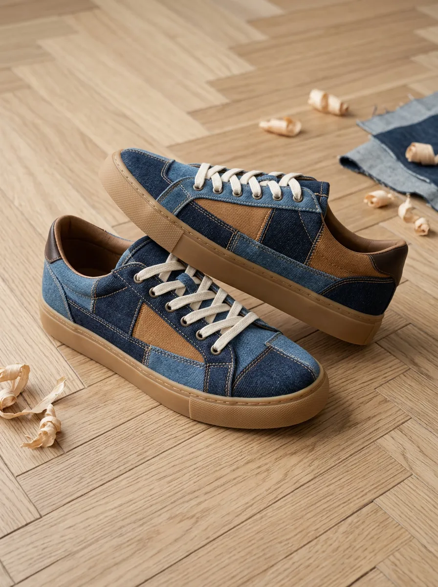 Women's Denim Patchwork Casual Printed Sneakers