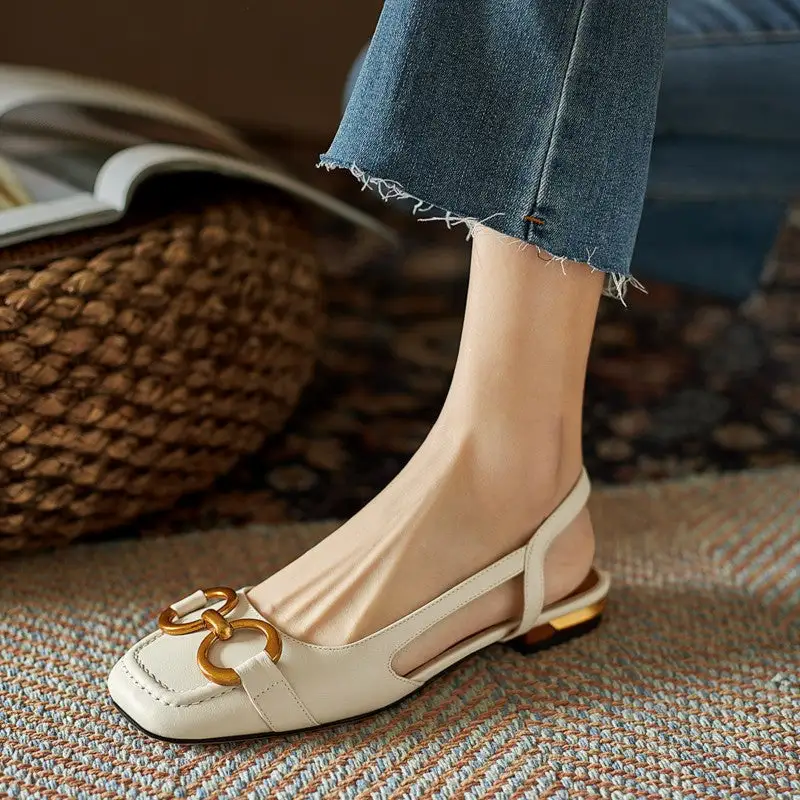 Polished Buckle Strap Sandals
